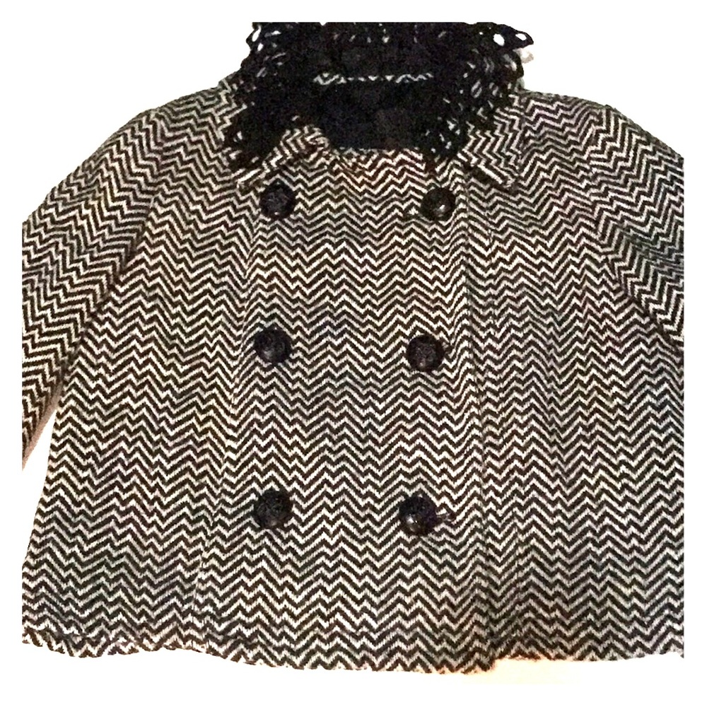 Anna Sui Wool Crooped Herringbone Jacket